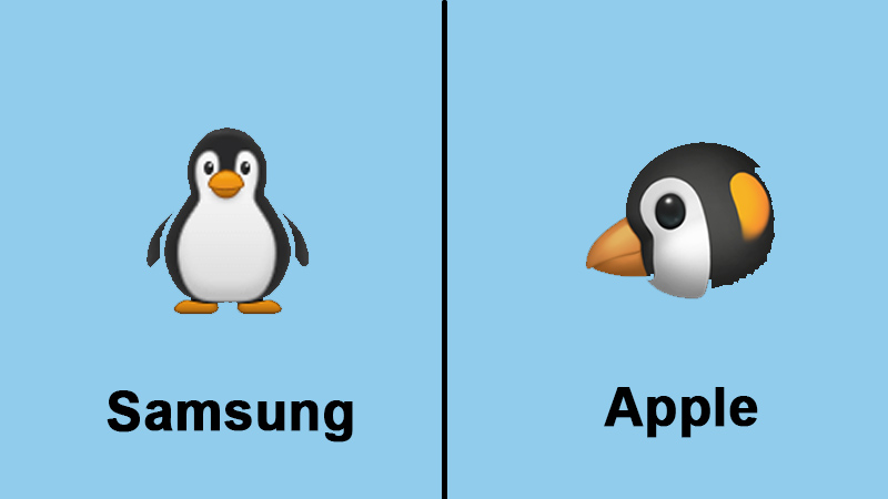 Icon chim cánh cụt trên Samsung và Apple